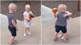 VIDEO EMOȚIONANT // Doi copilaşi de trei ani, care au luptat împreună împotriva cancerului, s-au văzut pentru prima dată în afara spitalului